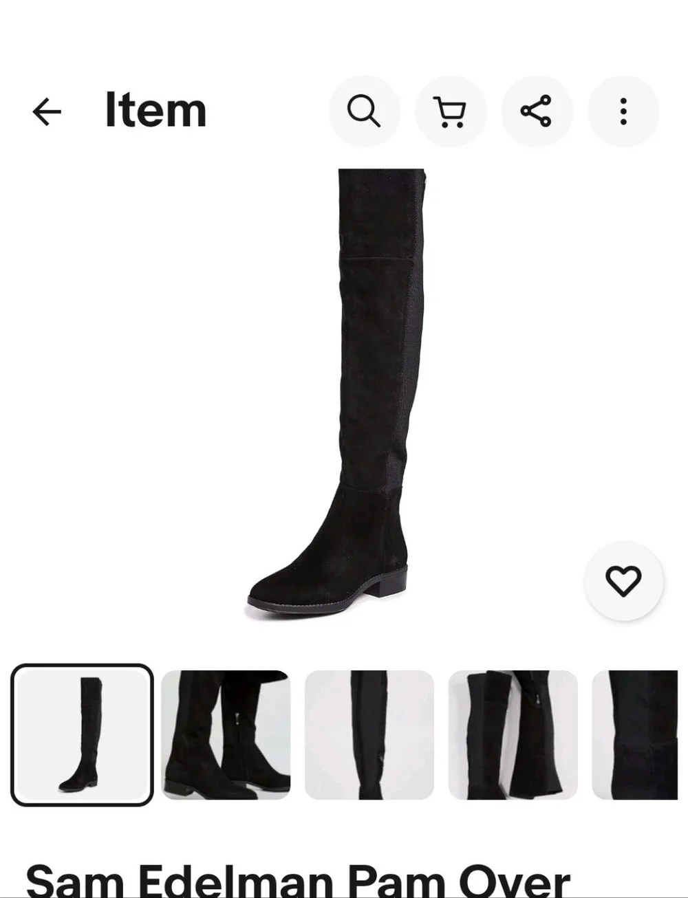 Sam Elderman Black Over-The-Knee Stretch Suede Boots with Zipper Women's